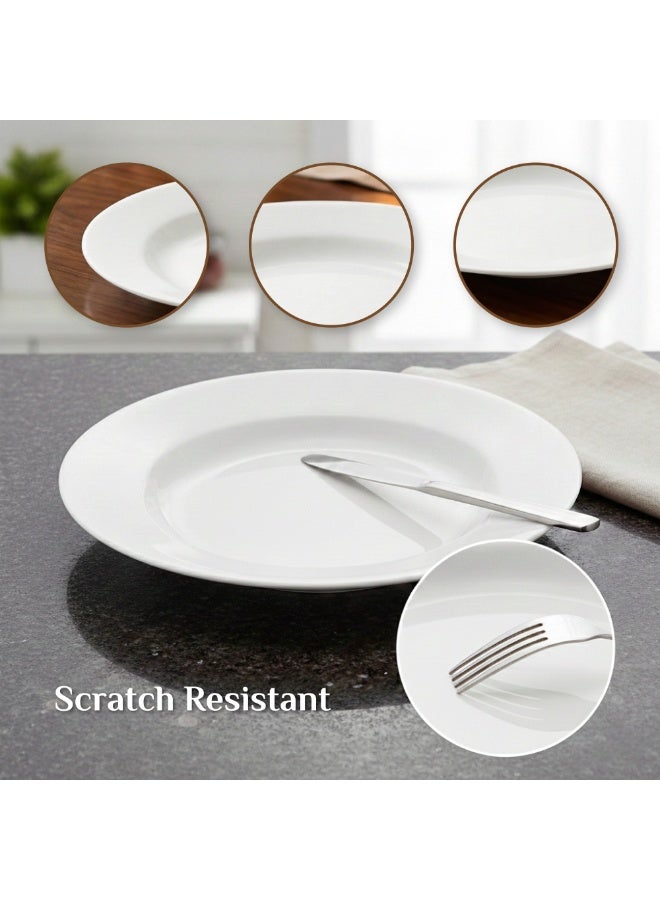 Luminarc  White Ceramic Soup Plate 22cm Elegant Round Serving Plates for Home Hotel & Restaurant Microwave & Dishwasher Safe Tableware - Image 3